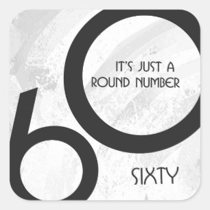 Sticker Carré Blanc 60 Décennie Anniversaire