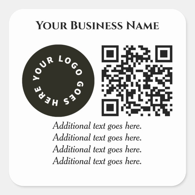 Sticker Carré Blanc avec code QR ajoutez votre propre texte et l (Devant)