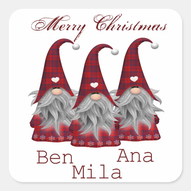 Sticker Carré Blanc avec génome rouge (Devant)