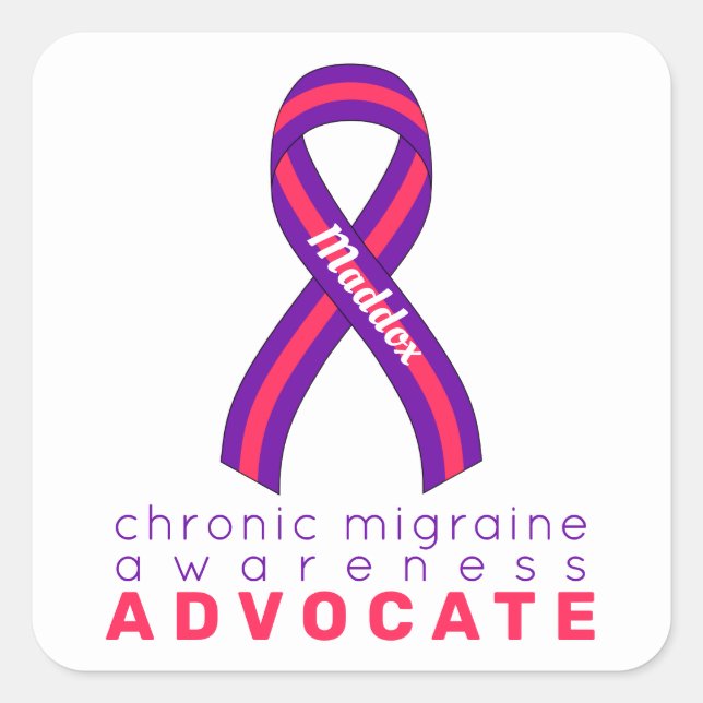 Sticker Carré blanc Chronic Migraine Advocate (Devant)
