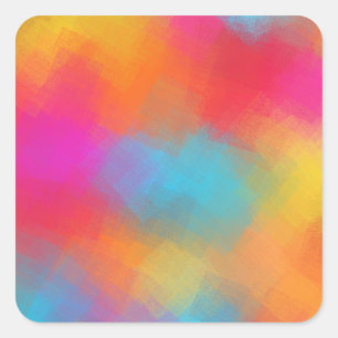 Sticker Carré Blanc couleur tendance rose rouge orange personnal