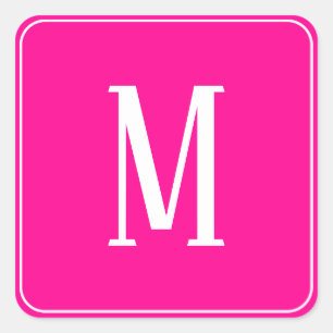 Sticker Carré Blanc de monogramme sur l'autocollant de carré de