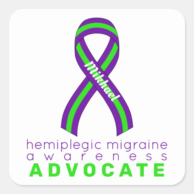 Sticker Carré blanc Hemiplegic Migraine Advocate (Devant)