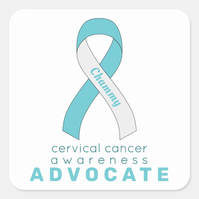 Sticker Carré blanc pour avocat du cancer du col d (Devant)