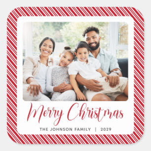 Sticker Carré Blancs rouges Joyeux Noël Photo