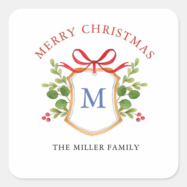 Sticker Carré Blason avec verdure Fêtes (Devant)