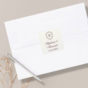 Sticker Carré Blason Monogramme Bourgeoisie d'Autrefois Mariage