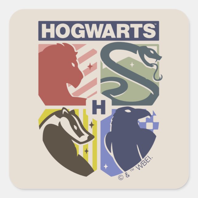 Sticker Carré Blason timbré vintage HOGWARTS™ (Devant)