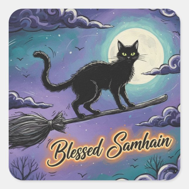 Sticker Carré BlessedSamhainCat (Devant)