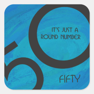 Sticker Carré Bleu 50 Décennie Anniversaire