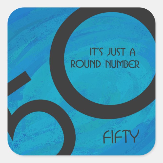 Sticker Carré Bleu 50 Décennie Anniversaire (Devant)