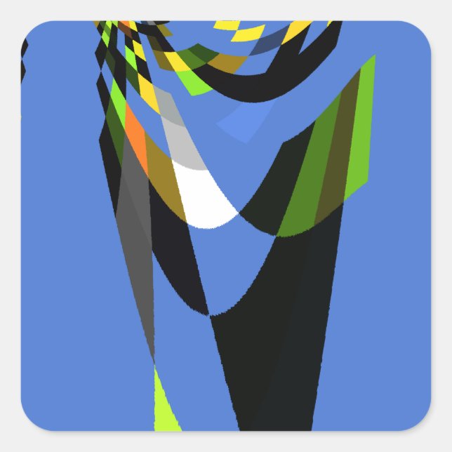 Sticker Carré Bleu Africain Tribal Motif Motif Art Imprimer (Devant)