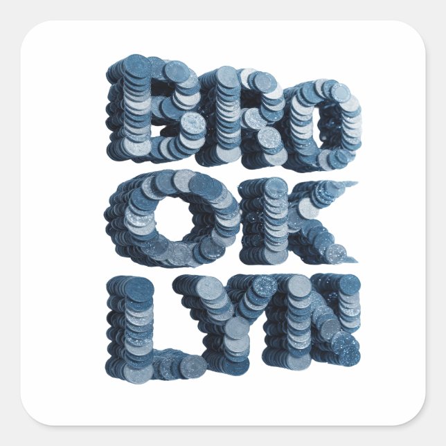 Sticker Carré Bleu animé BROOKLYN Style Vinyl (Devant)