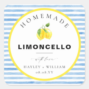 Sticker Carré Bleu Aquarelle Stripe Limoncello Favoriser