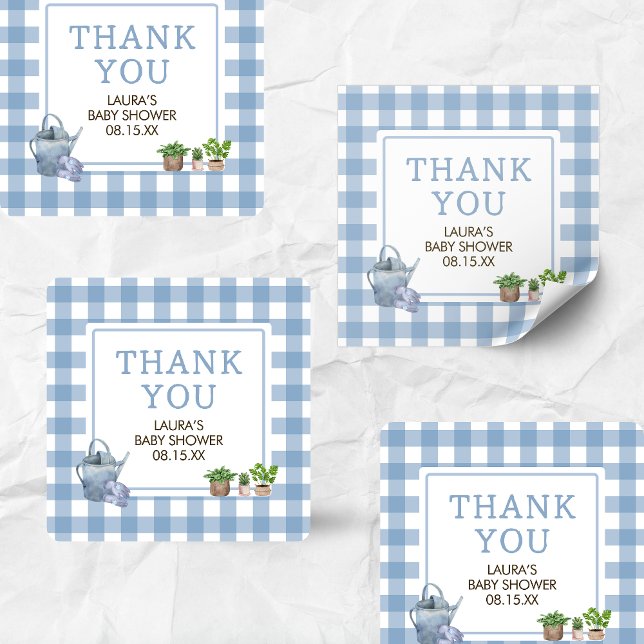Sticker Carré Bleu Baby shower des fermiers cultivés localement (Blue Farmers Market Locally Grown Baby Shower Square Sticker)