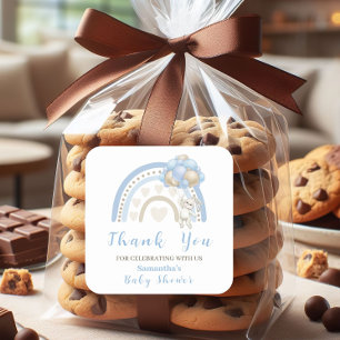 Sticker Carré Bleu Bunny Bleu Bleu Ballotte Baby shower Merci