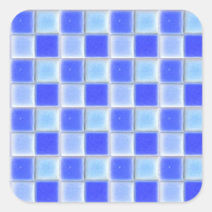Sticker Carré Bleu Checkerboard Mosaic Carreaux céramique Sticke