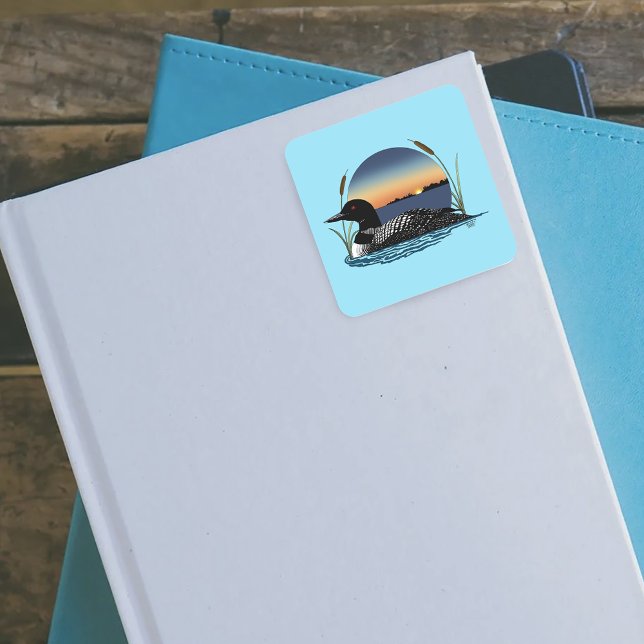 Sticker Carré Bleu couché de soleil (Créateur téléchargé)