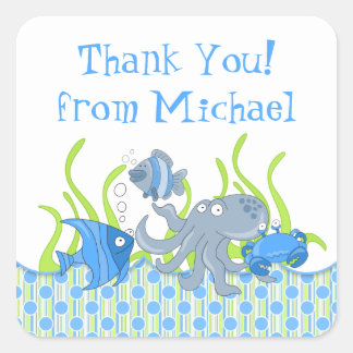 Sticker Carré Bleu Critère sous-marin Anniversaire Favoriser Sti