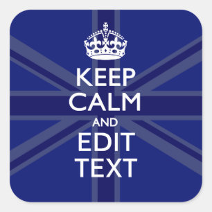 Sticker Carré Bleu de minuit Gardez le calme Obtenez votre texte