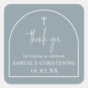 Sticker Carré Bleu Dusty Arc moderne minimaliste Christening