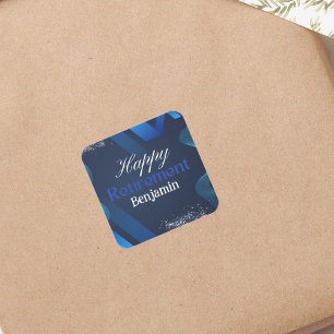 Sticker Carré Bleu Élégant Bonne Retraite