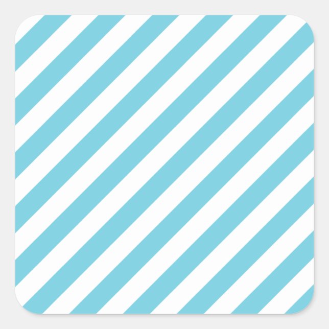 Sticker Carré Bleu et blanc Diagonal Stripes Motif (Devant)