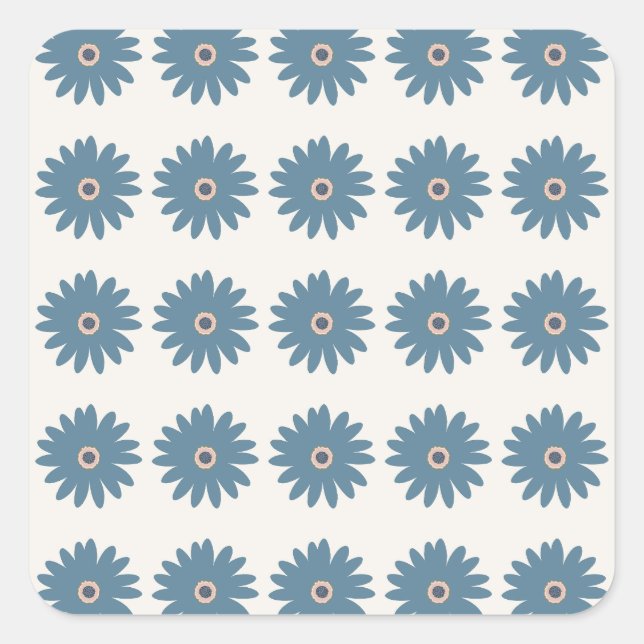 Sticker Carré Bleu et crème Daisy (Devant)