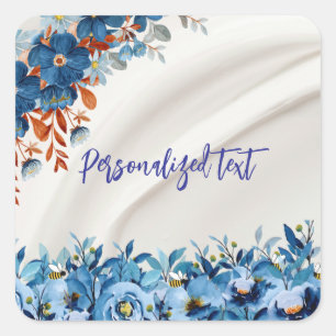 Sticker Carré Bleu floral