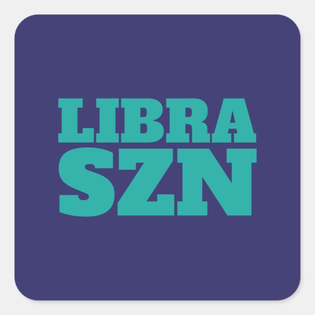 Sticker Carré Bleu foncé Cyan Libra SZN Cool (Devant)