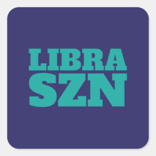 Sticker Carré Bleu foncé Cyan Libra SZN Cool