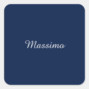 Sticker Carré Bleu foncé Élégant Casual Propre Nom Écriture manu