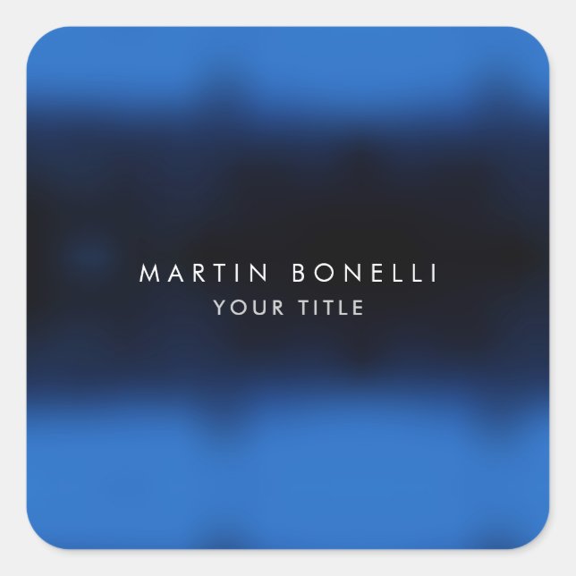 Sticker Carré Bleu foncé Noir moderne minimaliste Plaque (Devant)