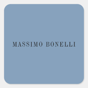 Sticker Carré Bleu Gris Minimaliste Moderne Lisible