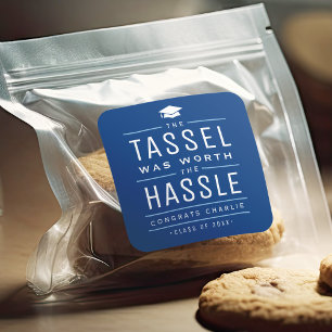 Sticker Carré Bleu le goût valait la peine Graduation