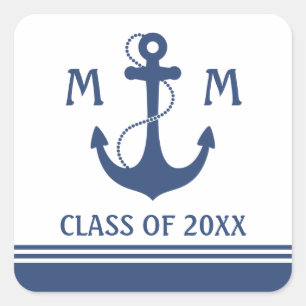 Sticker Carré Bleu marine Graduation nautique