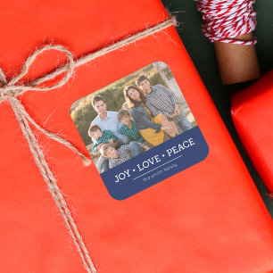 Sticker Carré Bleu minimaliste Joie Amour Paix Photo de vacances