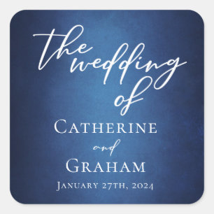 Sticker Carré Bleu moderne minimaliste bord de mer Mariage de so