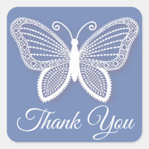 Sticker Carré Bleu Myosotis Papillon Merci Papillons