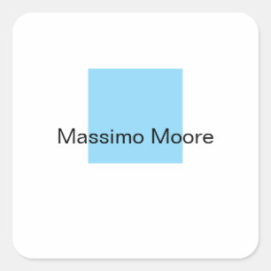 Sticker Carré Bleu Noir Blanc Simple Élégant Nom Propre