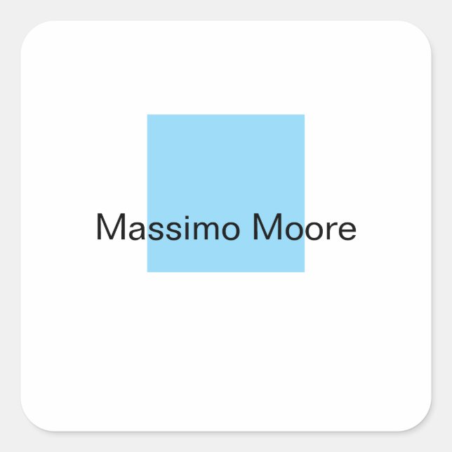 Sticker Carré Bleu Noir Blanc Simple Élégant Nom Propre (Devant)