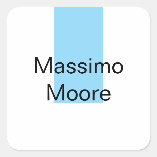 Sticker Carré Bleu Noir Blanc Simple Élégant Nom Propre (Devant)