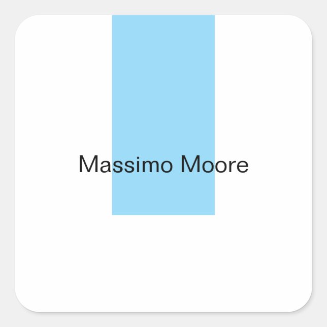 Sticker Carré Bleu Noir Blanc Simple Élégant Nom Propre (Devant)