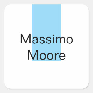 Sticker Carré Bleu Noir Blanc Simple Élégant Propre Nom