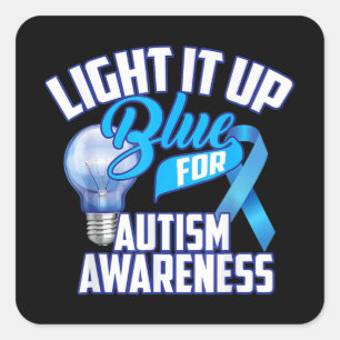 Sticker Carré Bleu pour les cadeaux de Sensibilisation sur l'aut