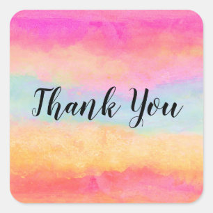 Sticker Carré Bleu rose Jaune arc-en-ciel Abstraites bandes