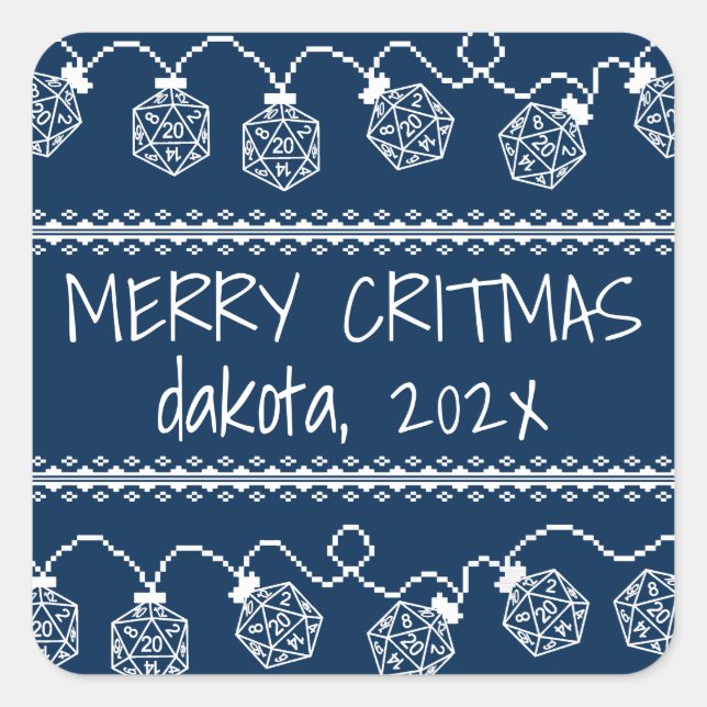 Sticker Carré Bleu RPG | Imaginaire Tabletop Jeu (Devant)