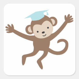 Sticker Carré Bleu Singe Graduation