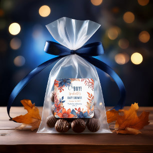 Sticker Carré Bleu   Terracotta Oh Boy Fall Baby shower Floral