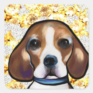 Sticker Carré Bling Beagle     